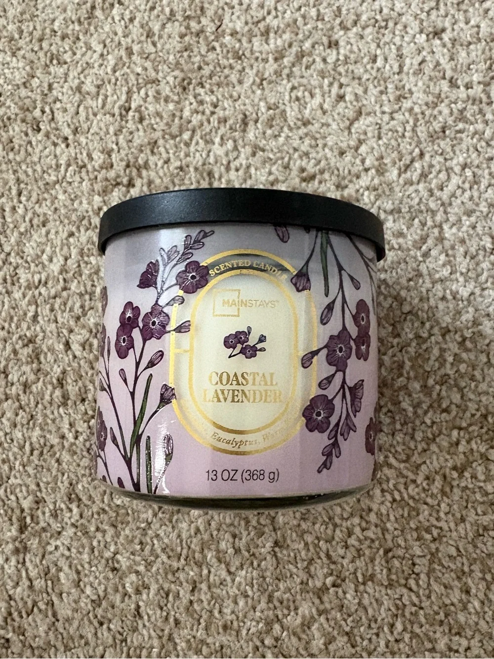 Three-Wick White Decorative Candle with Floral Glass Jar